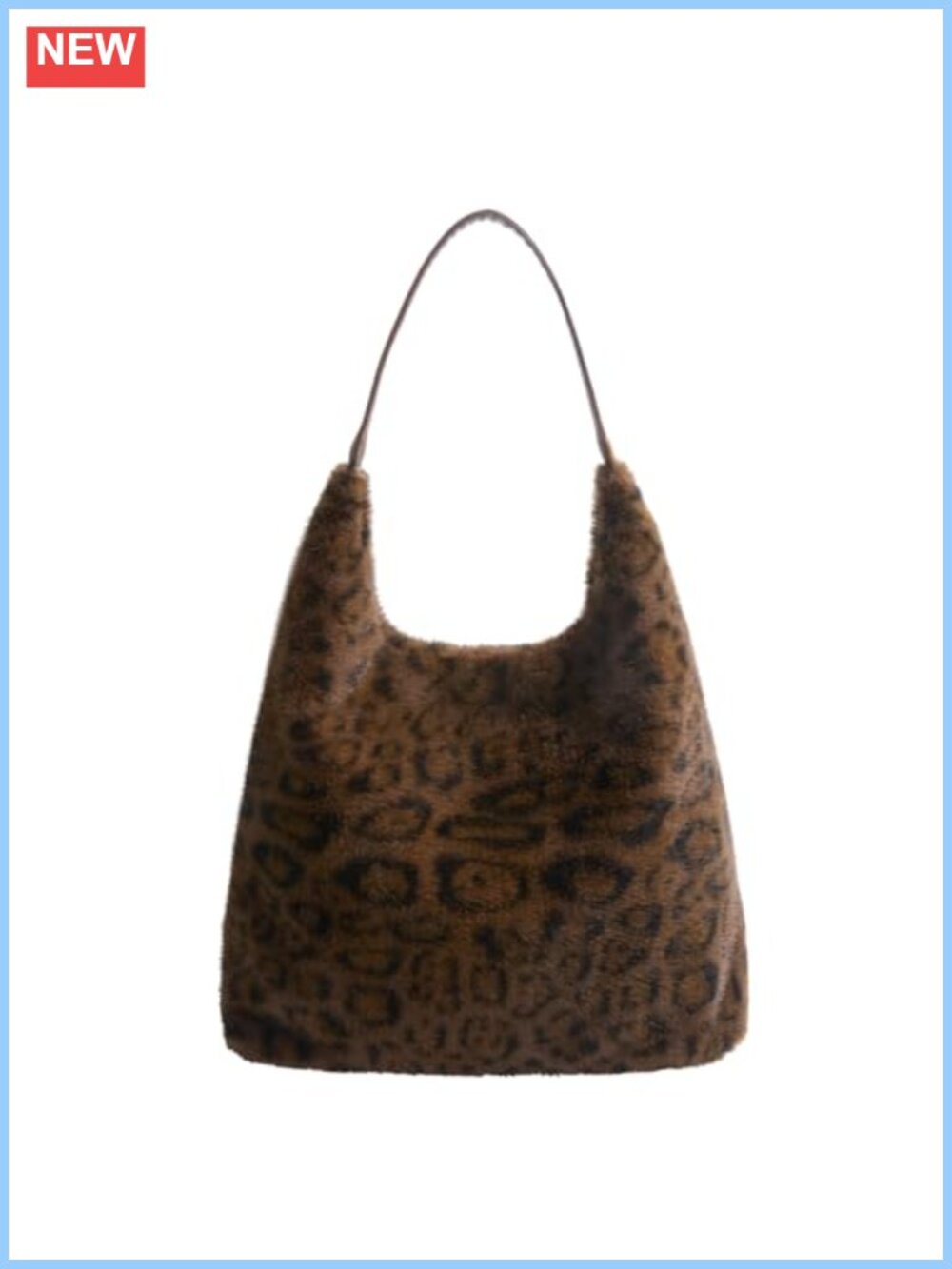 Faux Fur Leopard Print Slouchy Tote Bag Fuzzy Shoulder Purse